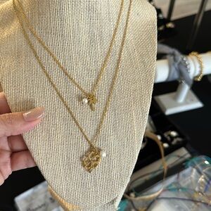 Set of 2 18k gold plated tropical necklace